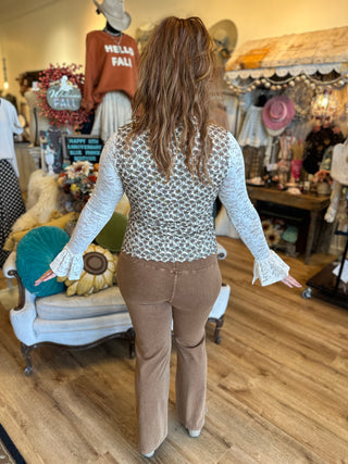 Cream with Brown Floral Print Vest