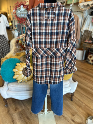 Chestnut Plaid Half Zip