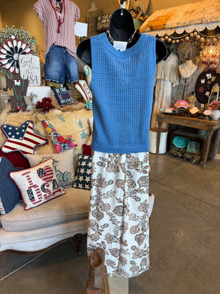Blue Sleeveless Sweater