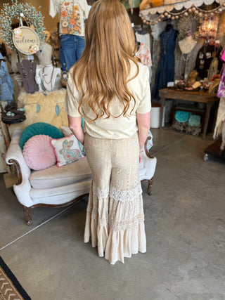 Latte Lace and Crochet Tiered Pant