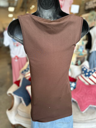 Zenana Seamless Tank Top in Brown, Beige and White