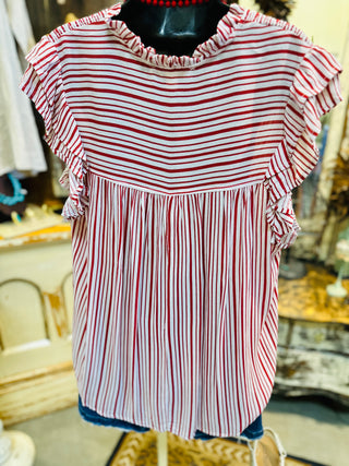 Red and White Striped Blouse