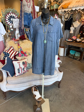 Denim Back Tiered Dress