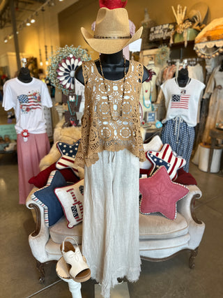 Camel Crochet Tank Top