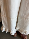 Cream Ruffle Hem Denim Pant
