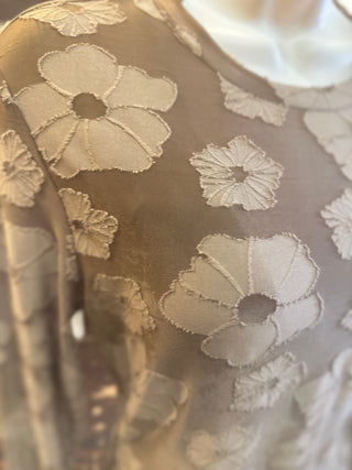 Brown Jacquard Long Sleeve Top