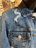 KanCan Frayed Denim Jacket in Dark Denim or Taupe Color