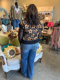 Black and Camel Daisy Sweater Vest