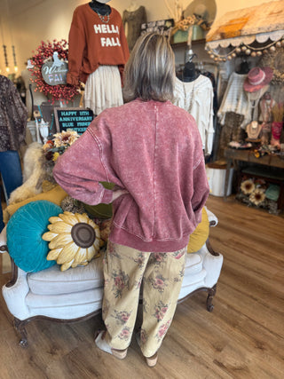 Dark Rust Fleece Pullover
