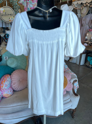 White Bow Mini Dress