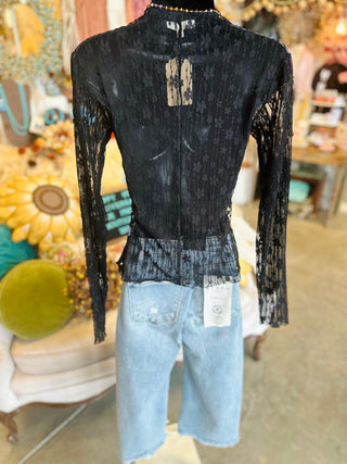 Lace Long Sleeve Top in Black, Ivory, Nude or Rose