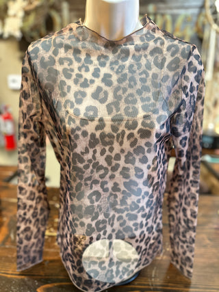 Leopard Print Mesh Top