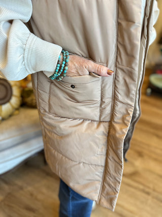 Long Vest in Black, Brown and Champagne