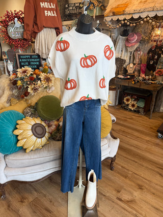 Pumpkin Embroidery Sweater Vest