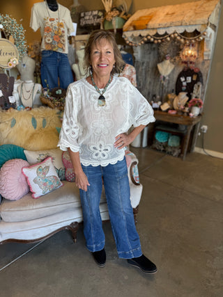White Scalloped Lace Blouse