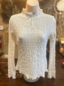 Lettuce Edge Lace Top in Ivory or Rose