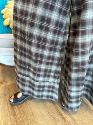 Brown Plaid Overalls