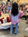 Pink Purple Butterfly Patch Jacket