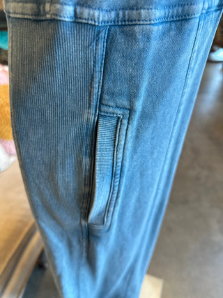 Washed Terry Jumpsuit in Denim Color