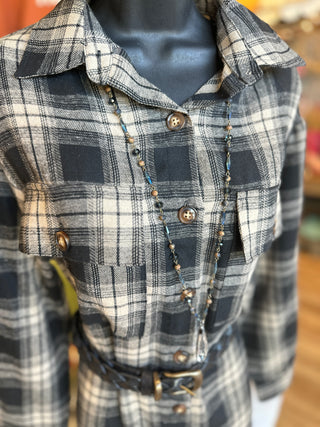 Black and Tan Plaid Long Jacket
