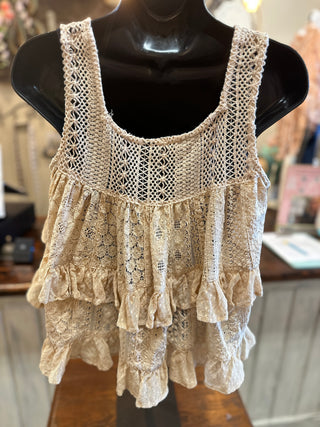 Desert Dream Tiered Lace Ruffle Top
