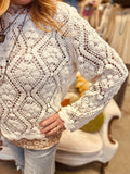 Cream Crochet Knit Sweater