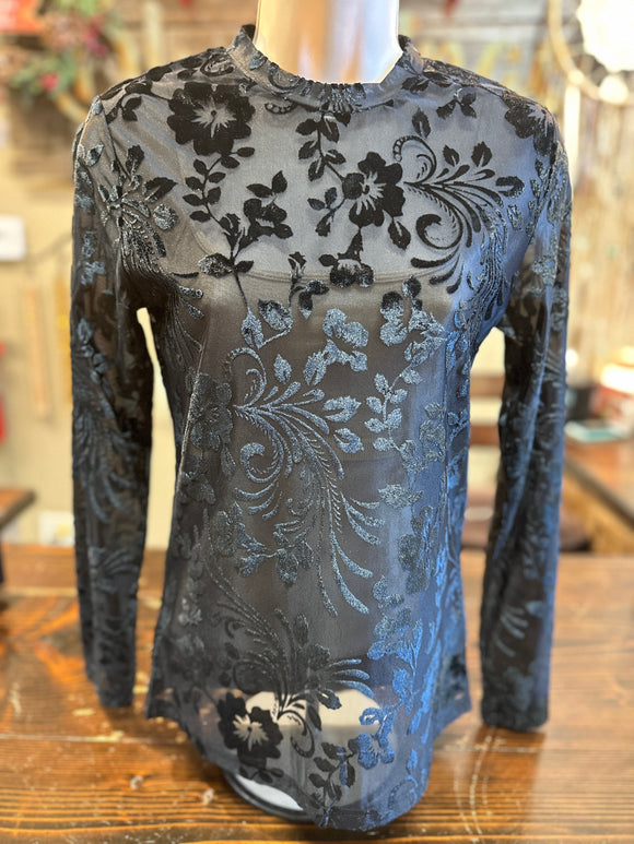 Black Velvet Burnout Top