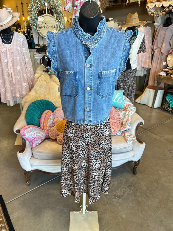 Denim Ruffle Stitch Vest