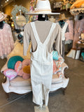Natural Crochet Patch Overalls