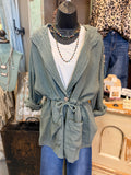 Linen Jacket in Taupe, Khaki and Blue Jeans