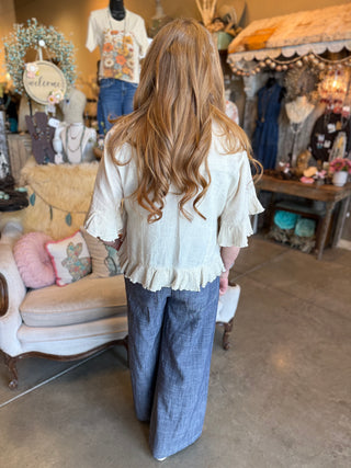 Coconut Brown  or Navy Linen Blend Pant