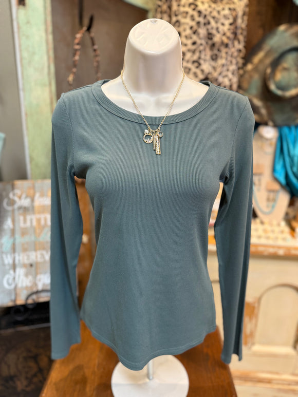 Rib Knit Long Sleeve Top