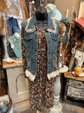 Lace Ruffle Denim Vest