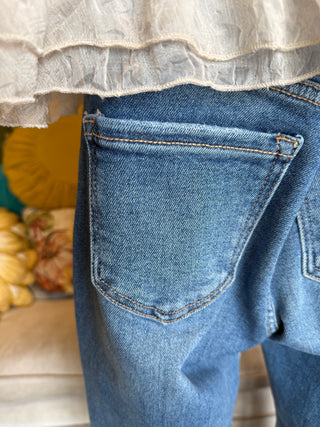 Risen Tattered Hem Wide Leg Jean