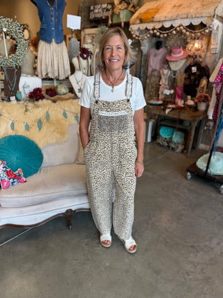 Mocha Leopard Print Overalls