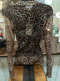 Brown Leopard Mesh Top