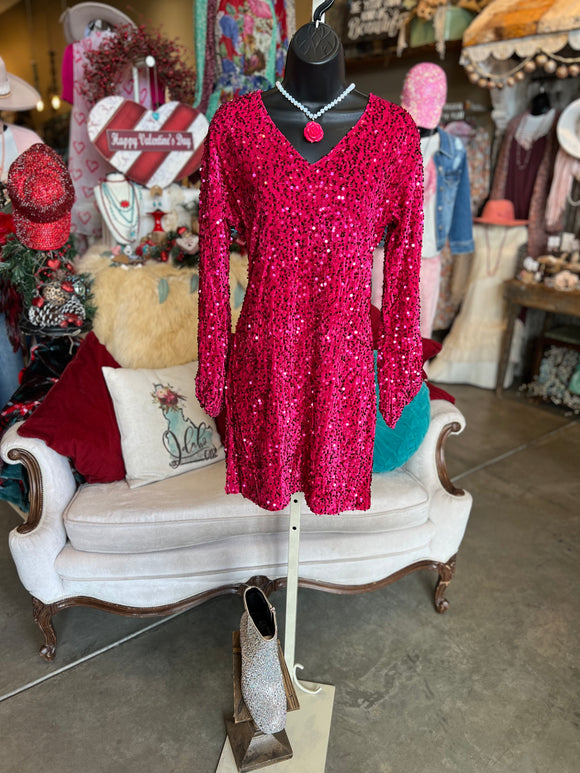 Raspberry Sequin Dress