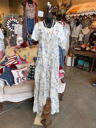 Indigo Floral Overalls by Pol