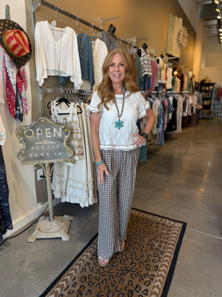 Brown Gingham Pant