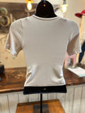 Short Sleeve Waist Length Top in Sand