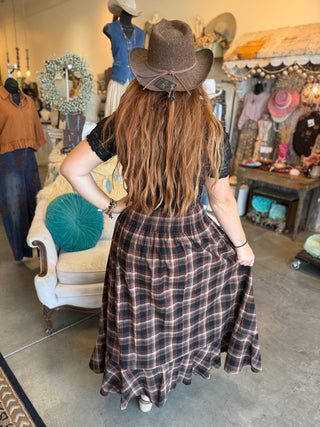 Toffee Plaid Maxi Skirt