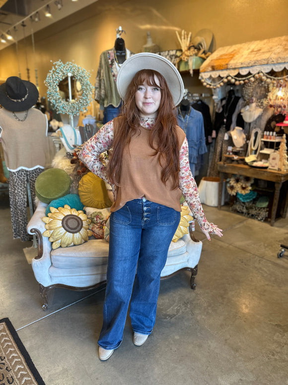 Beige or Rust Sleeveless Top