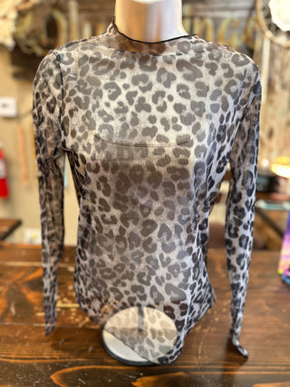 Leopard Print Mesh Top