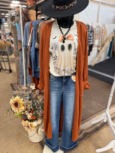Rust Knit Duster Cardigan