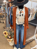 Rust Knit Duster Cardigan
