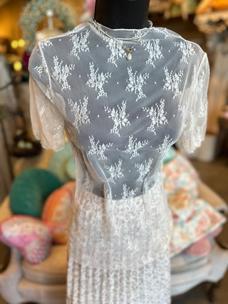 Mesh Lace Short Sleeve Top