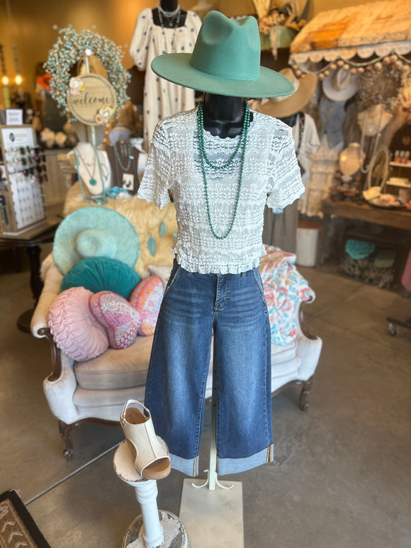 Ivory Lace Crop Top