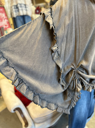 Charcoal Ruffle Top