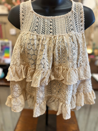 Desert Dream Tiered Lace Ruffle Top