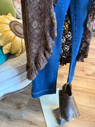 Suede Brown Lace Duster